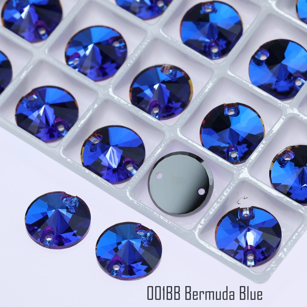 Rivoli Sew-on Stone Crystal Plating Effect Sparkling Fancy Sewing Stones Glass Crystal Rhinestones for DIY clothing and wedding