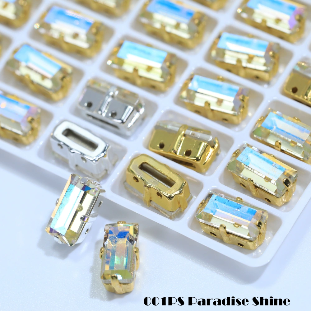 Top Quality White Plated Glass Crystal Baguette Rectangle Pointed Back Sewon law Rhinestones Shiny Fancy Loose Stones AB GL DIY