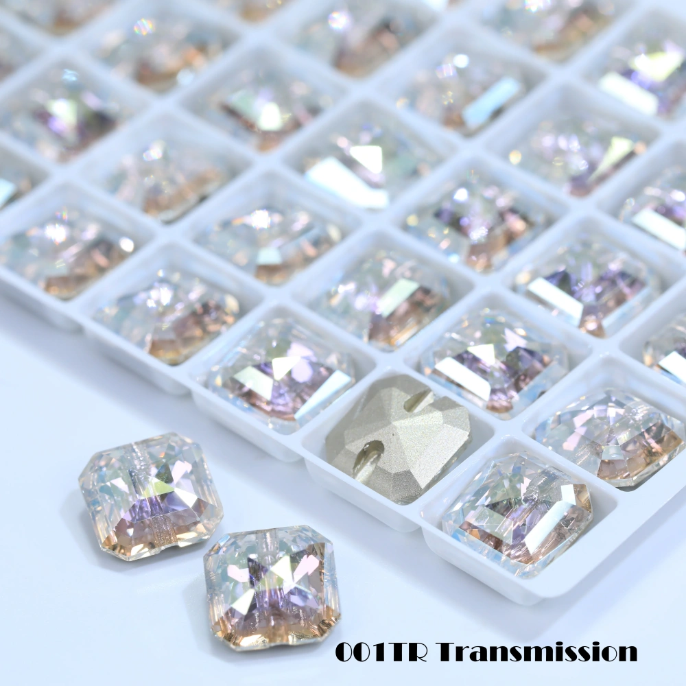 Princess Square Cross Hole Buttons High-Quality Glass Crystal Buttons for DIY Garment Decoration & Handicraft Making