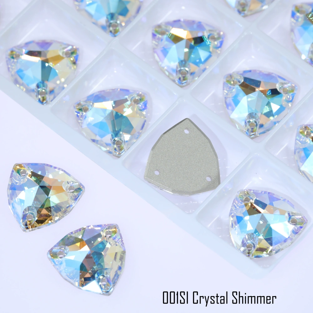 Rhinestone Trilliant Sew-on Stone Crystal Plating Effect Top Quality Sparkling Fancy K9 glass rhinestones with flatback  sewing