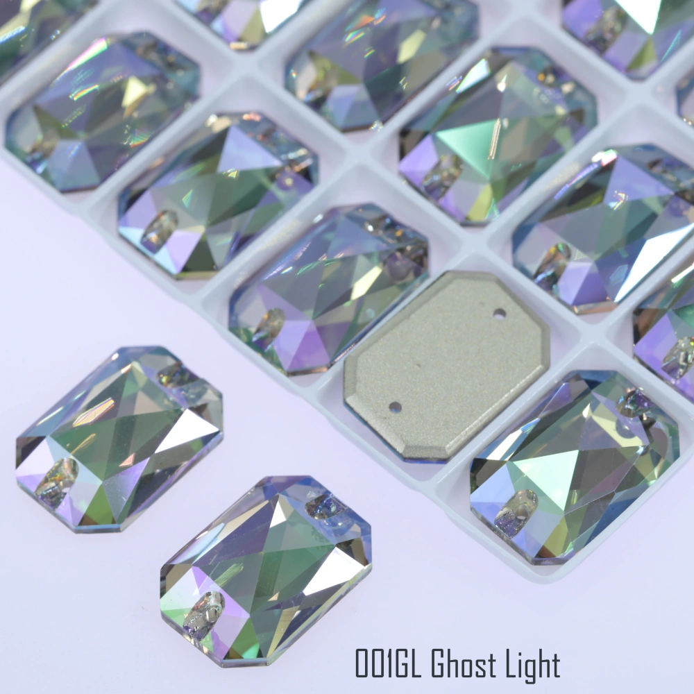 AB MO 3252 Emerald Cut Glass Sewing Stones for Clothing Wedding Dress Sparkling Fancy Crystals Rhinestone Flatback Sew-On Stone