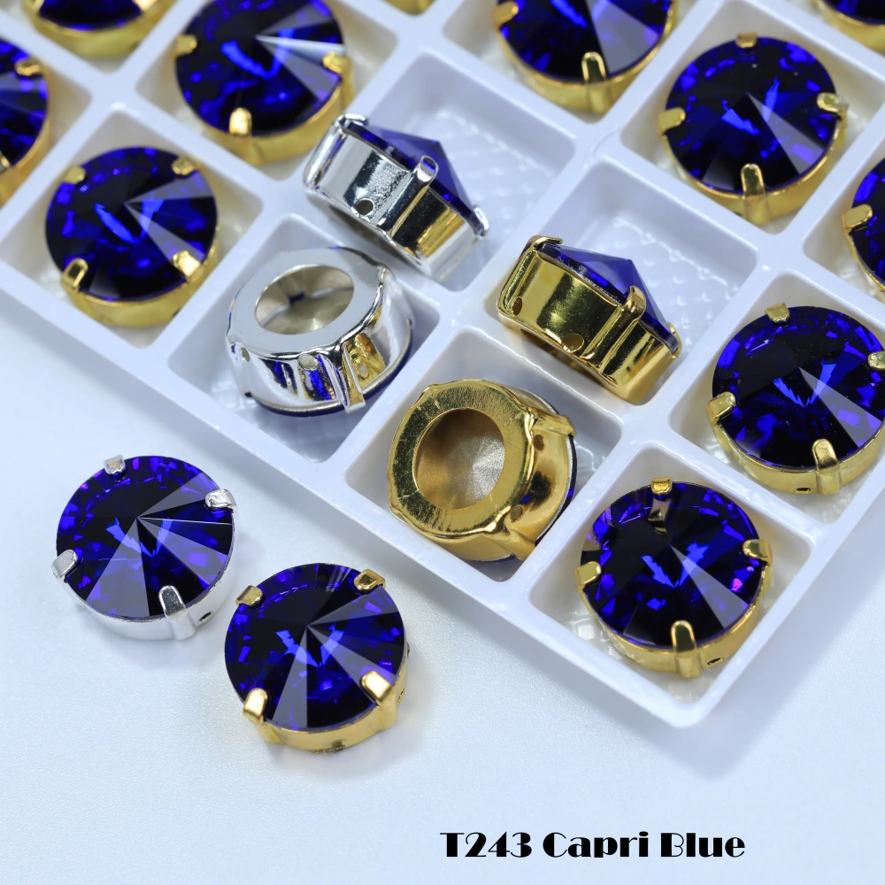 Premium Satellite Shape Sew-on Rivoli Fancy Stones Color Coated Glass Strass Bling DIY Craft Phone Case Deco Hair Bows Clothing