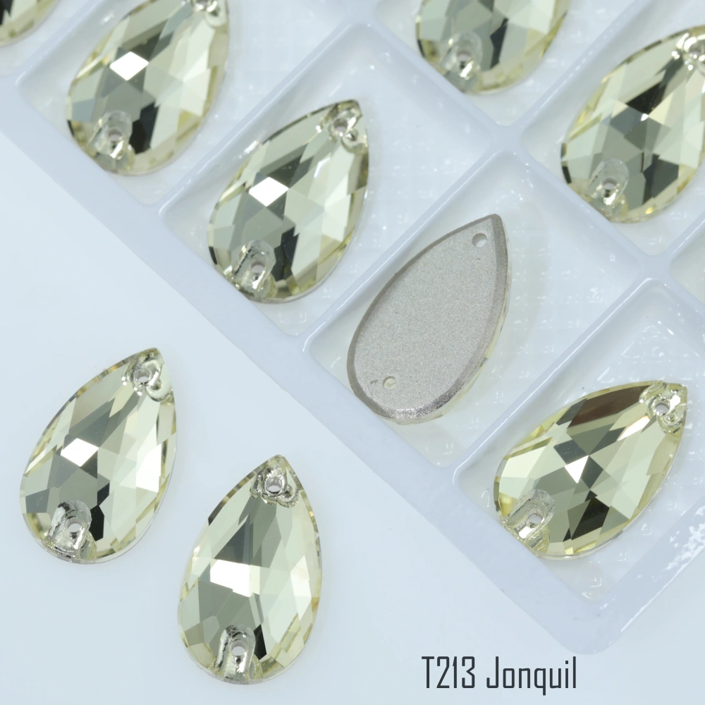 Drop Rhinestone Teardrop Sew On Rhinestone Flatback Crystal Glass Strass Sewing Stones For Clothes Decoration Top Quality Rose