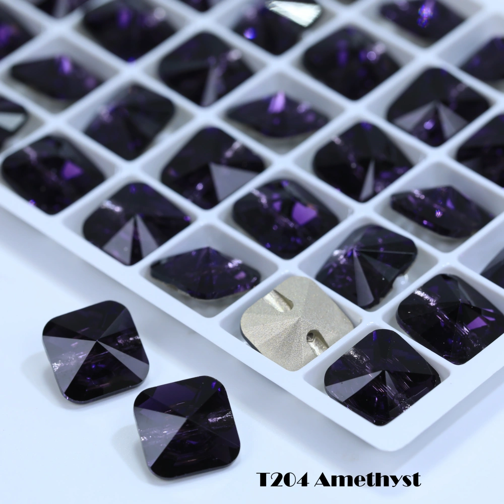 Rivoli Square Cross Hole Buttons High Quality Glass Crystal Buttons for DIY Sewing Wedding Dress Blouse Kids Clothing Bags