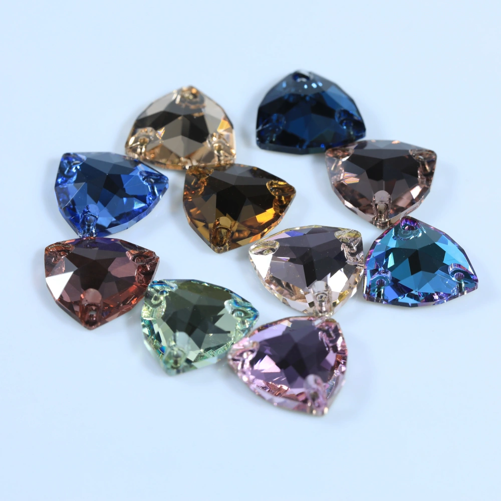Triangle Sew on Stone Moonlight Glass Crystal Dazzling Hotfix Flatback Sewing Colorful Rhinestones For DIY Garment Clothes Bags