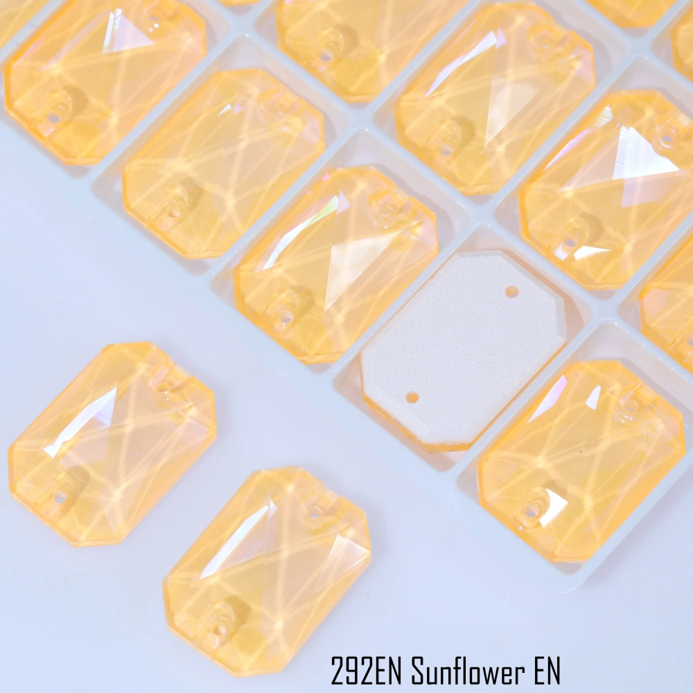 Luminous Emerald Cut Glass Crystal Sew-on Stones Paint Effect Style Sparkling Sewing Stones for Clothing Decoration Rhinestones