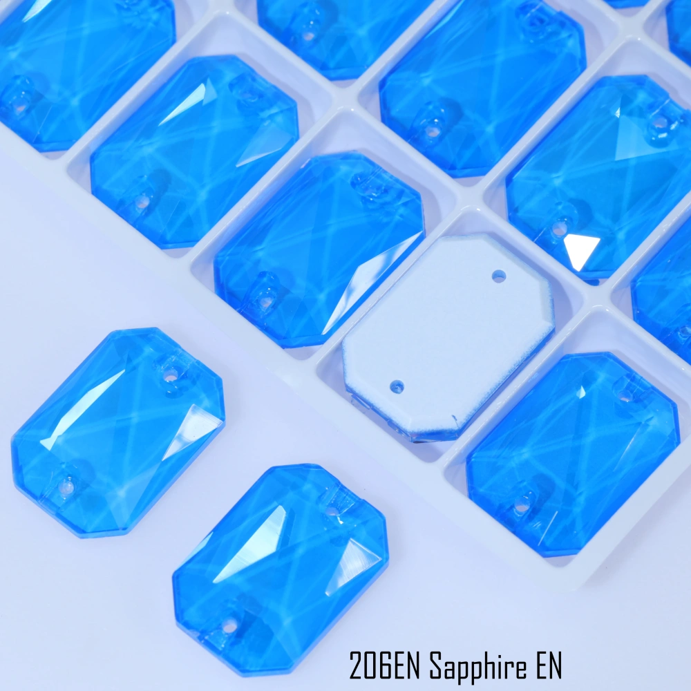 Luminous Emerald Cut Glass Crystal Sew-on Stones Paint Effect Style Sparkling Sewing Stones for Clothing Decoration Rhinestones