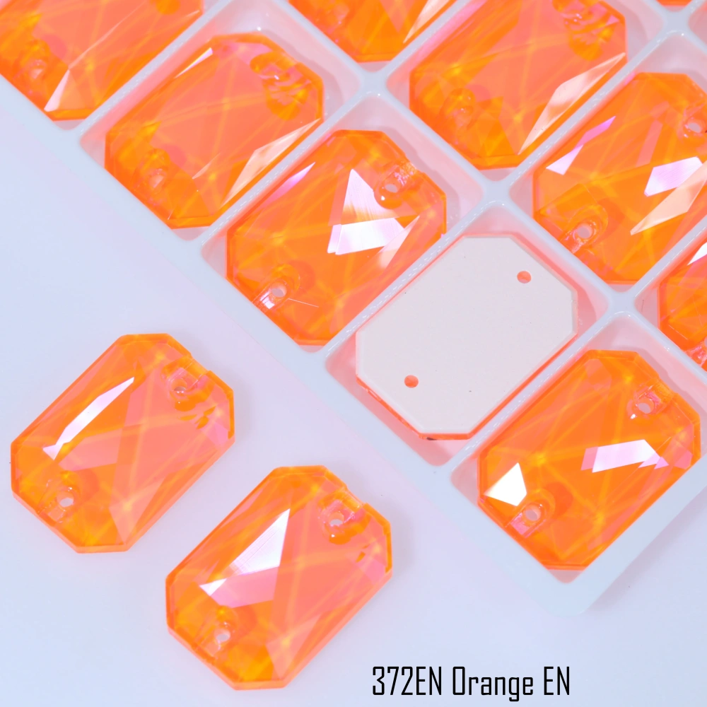 Luminous Emerald Cut Glass Crystal Sew-on Stones Paint Effect Style Sparkling Sewing Stones for Clothing Decoration Rhinestones