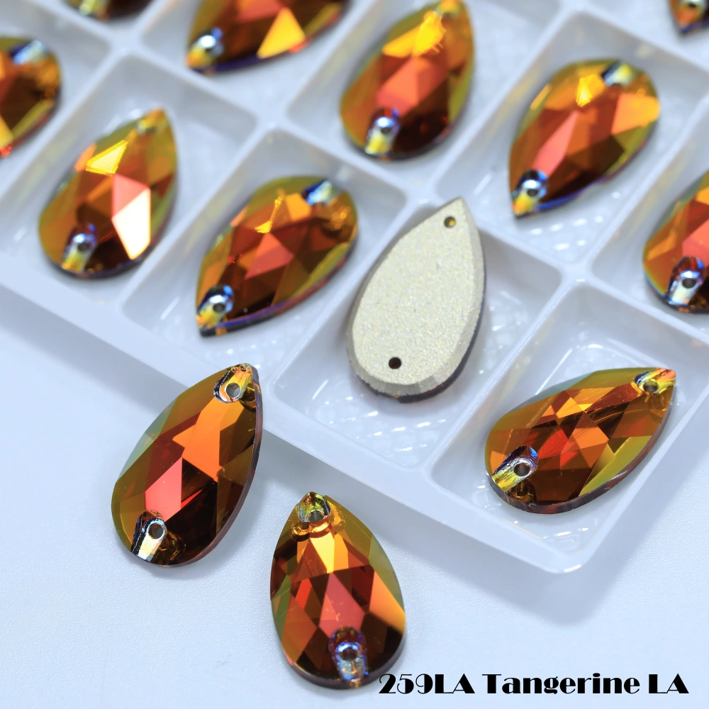 Shiny Color Coated Premium Grade Glass Crystal Water Drop Flat Buckle LA Hand Sewn Stone DIY Cloth Decor Bags Shoes Phone Cases