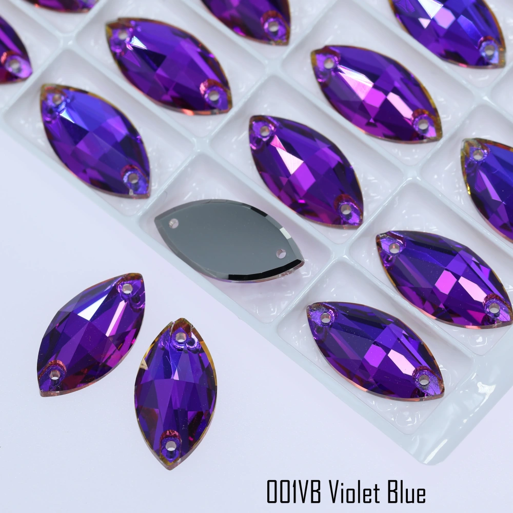 Rhinestone Navette Sew-on Stone Crystal Plating Effect Glass Sewing Stones for Clothing Top Quality Glass Crystal Sparkling