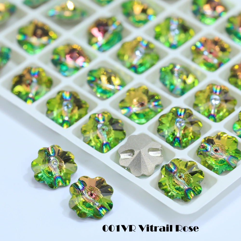 5A Grade High Quality Sparkling Glass Crystal Buttons Clover Shape Cross Hole Shiny Buttons for Clothing Sewing Accessories