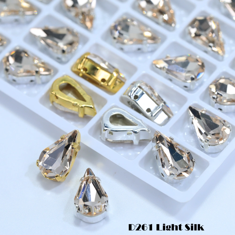 All Size Colour Tear Drop Glass Crystal Sewing Stone Sew on Rhinestones Gold Silver Claw Rhinestones For Garment Clothes Bags