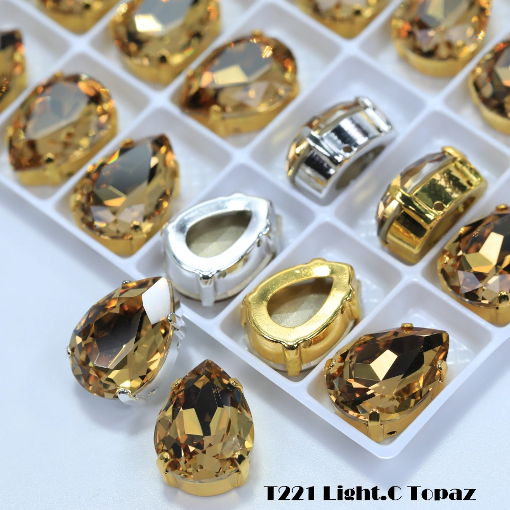 Top Grade Glass Crystal Chubby Teardrop Claw Rhinestones White Coated Colorful Shiny for Bags Shoes Apparel Phone Case DIY Nail