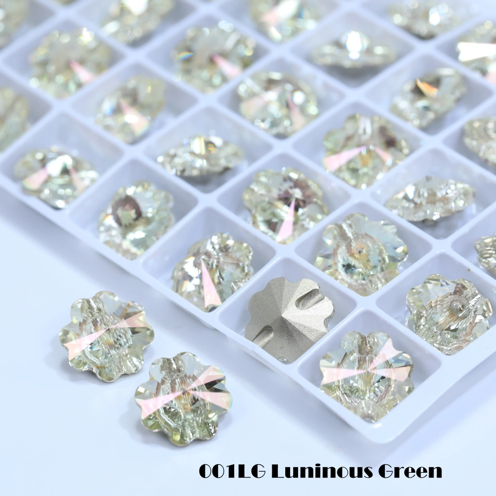 5A Grade High Quality Sparkling Glass Crystal Buttons Clover Shape Cross Hole Shiny Buttons for Clothing Sewing Accessories