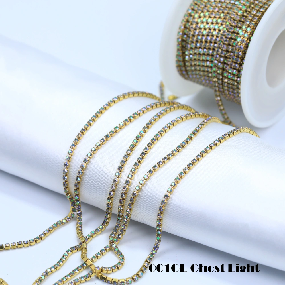 Round Crystal Rhinestone Claw Chain Sparkling AB Color Gold/Silver Plated DIY Jewelry Wedding Dress Shoes Bags Crafts Decoration