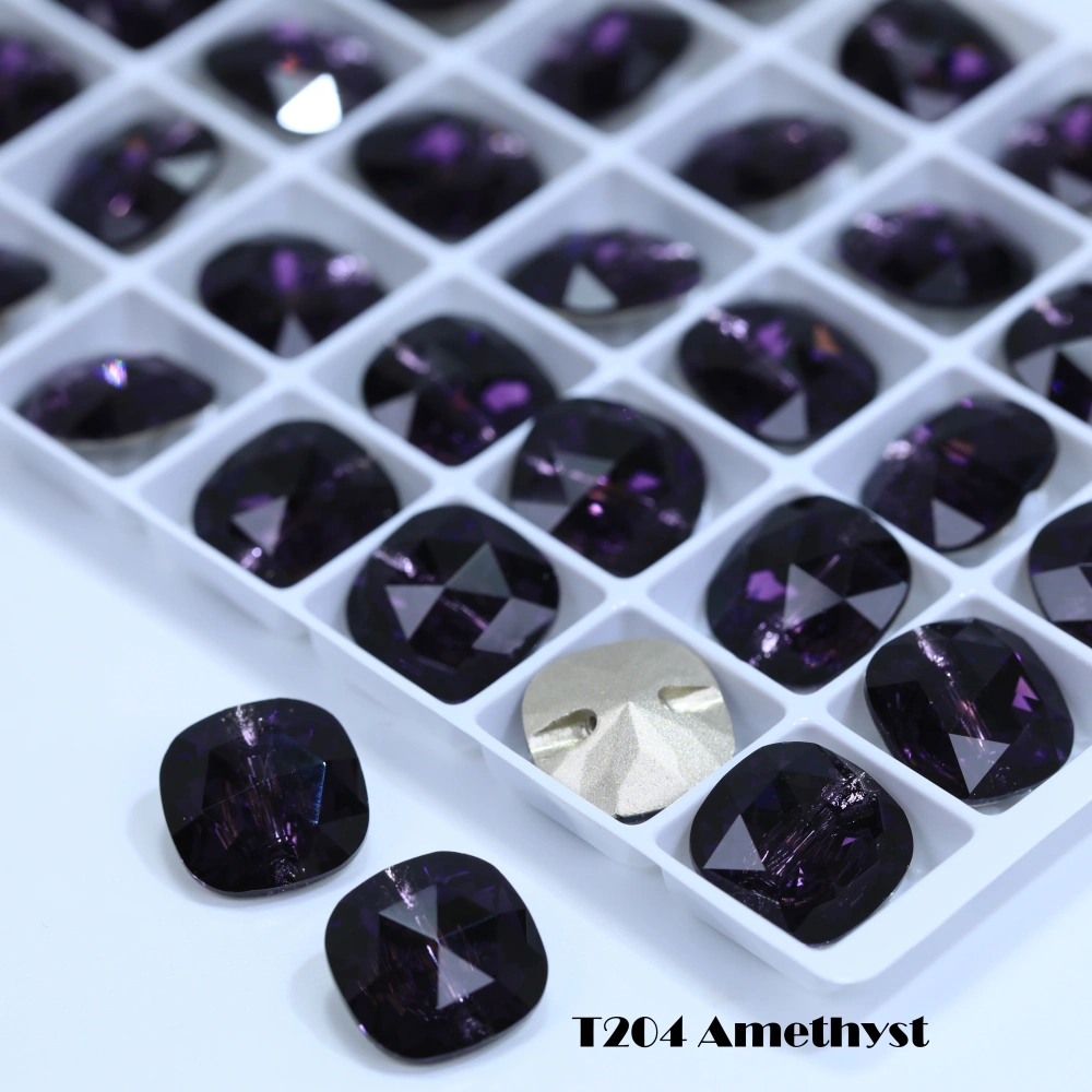 5A Grade Sparkling Cushion Cross Hole Crystal Buttons for Wedding Dress Blouse DIY Clothing Decor Accessories Siam Rose