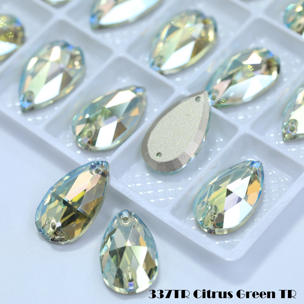 Drop TR Effect Transmission Silk Siam Glass Crystal Sewing Stones Flatback Sew on Rhinestones For Garment Clothes Bags