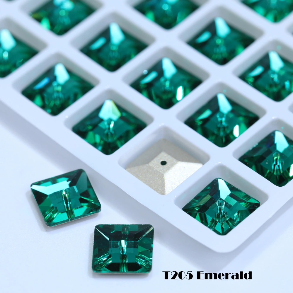 Premium Glass Crystal Square Lochrose Sew-on Stone White Coated Rhinestones For DIY Handmade Crafts Clothing Decor Accessories