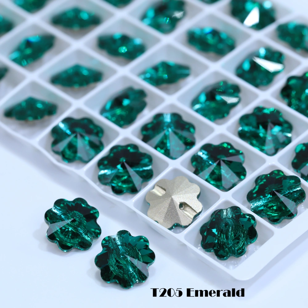 5A Grade High Quality Sparkling Glass Crystal Buttons Clover Shape Cross Hole Shiny Buttons for Clothing Sewing Accessories