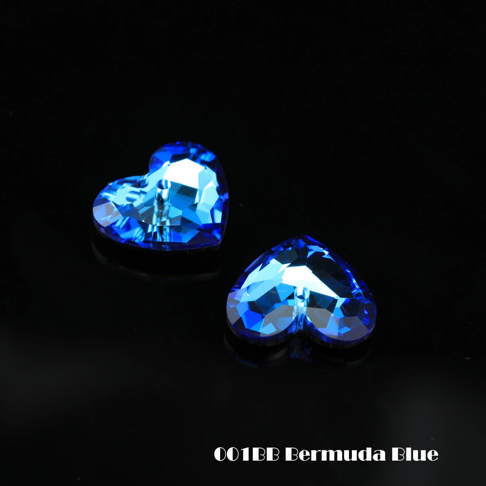 Shiny Single Hole Rhinestones Truly in Love Heart Pendant Crystal Stones For DIY Jewelry Making Necklace Earring Handmade Crafts