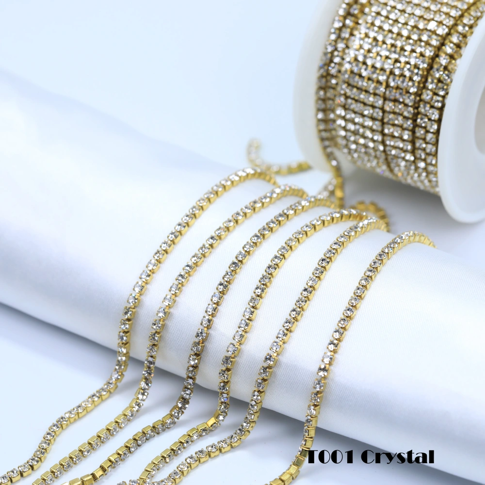 Round Crystal Rhinestone Claw Chain Sparkling AB Color Gold/Silver Plated DIY Jewelry Wedding Dress Shoes Bags Crafts Decoration