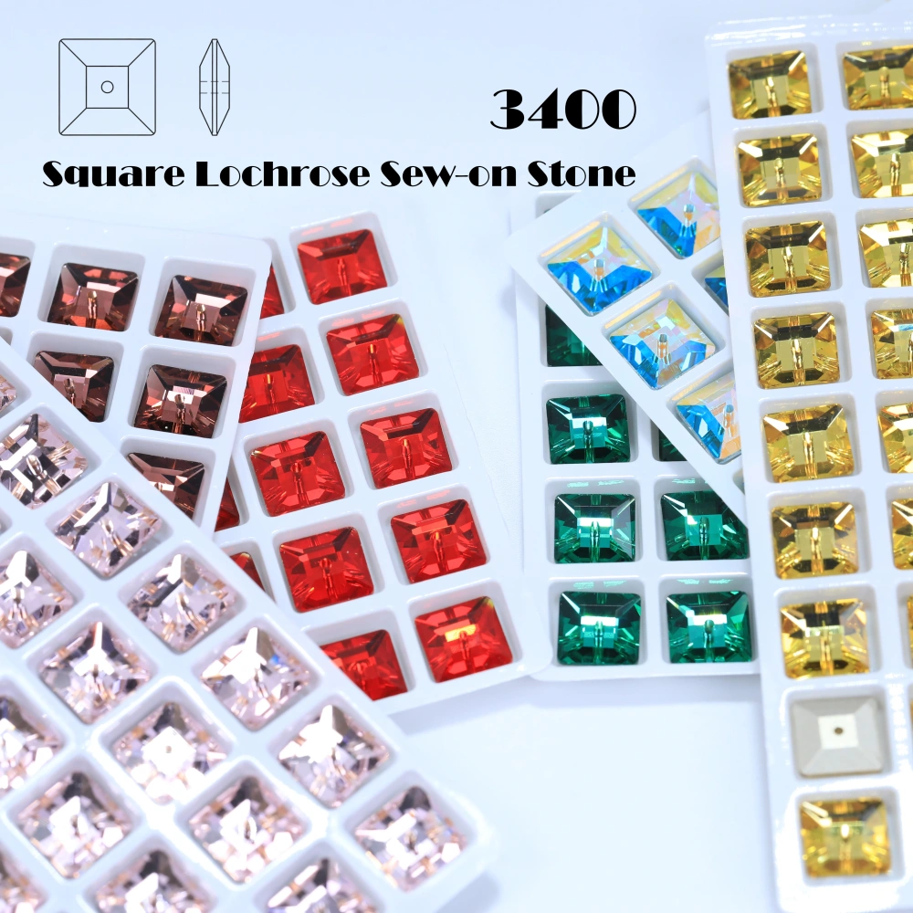 Premium Glass Crystal Square Lochrose Sew-on Stone White Coated Rhinestones For DIY Handmade Crafts Clothing Decor Accessories