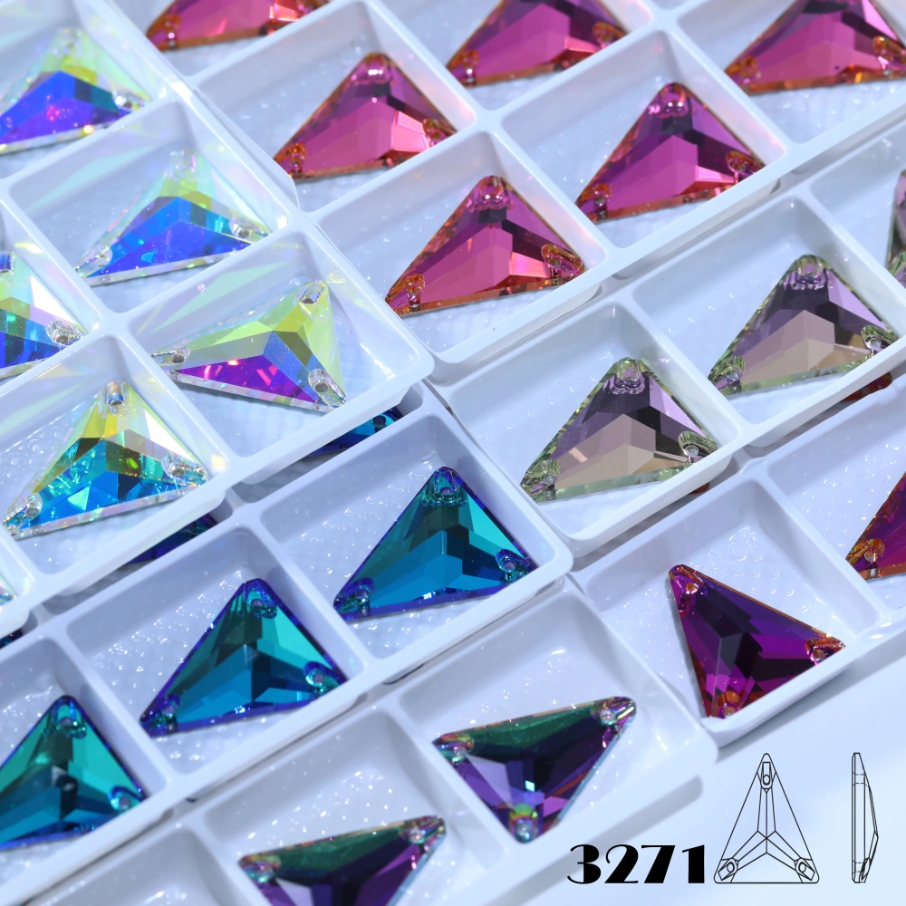 Sparkling Sewing Rhinestones Normal Color Slim Triangle Sew-on Stone 3271 Premium Grade Glass Crystal for DIY Crafts Bags Shoes
