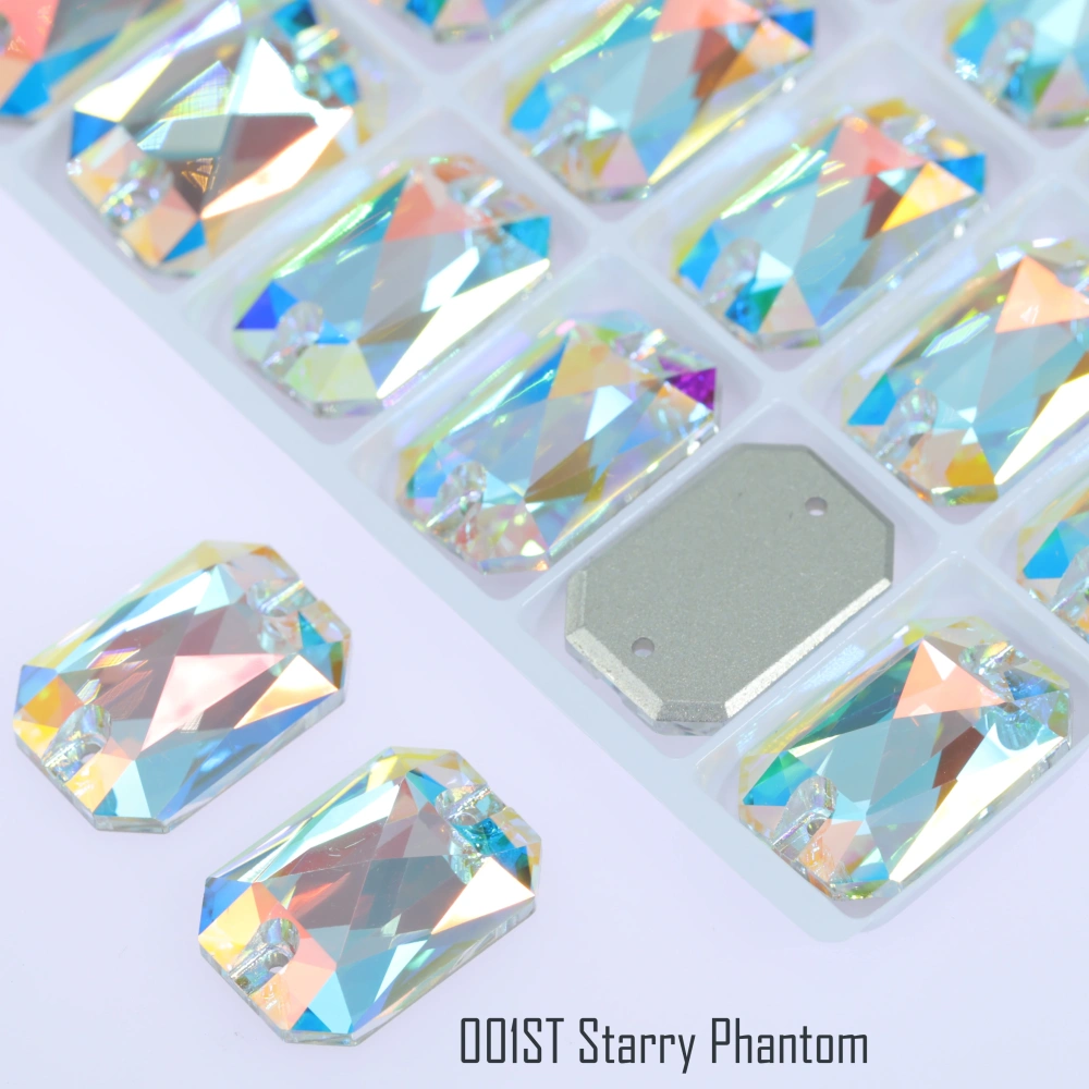 AB MO 3252 Emerald Cut Glass Sewing Stones for Clothing Wedding Dress Sparkling Fancy Crystals Rhinestone Flatback Sew-On Stone