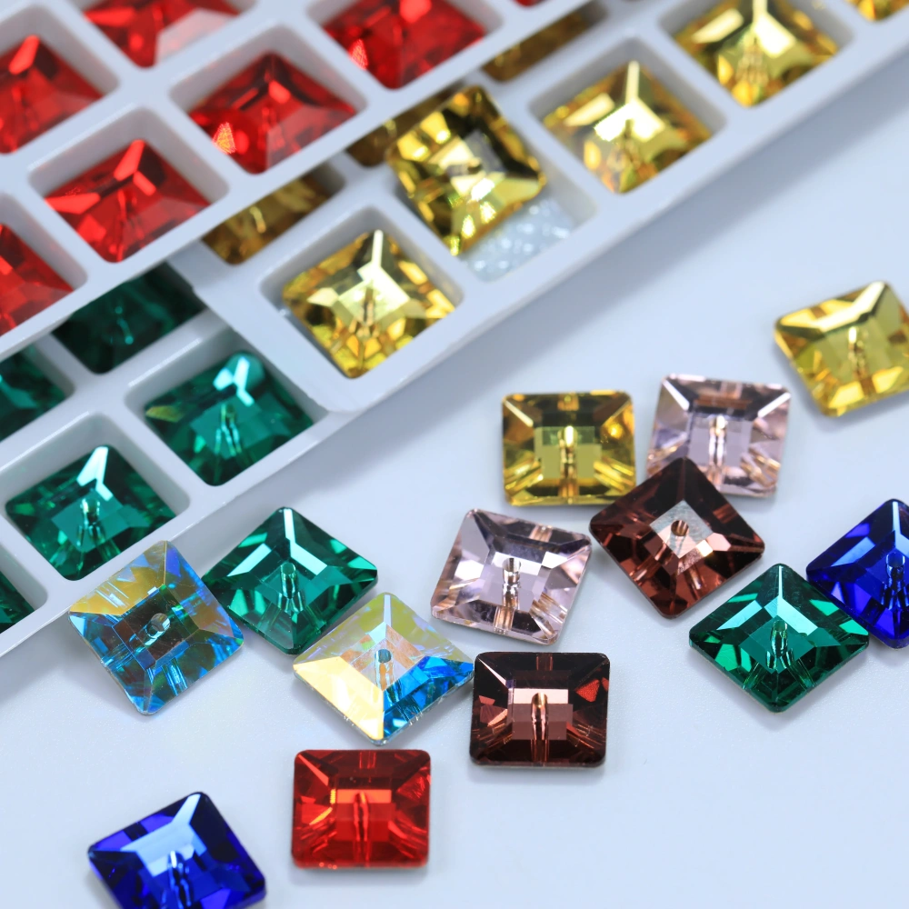 Premium Glass Crystal Square Lochrose Sew-on Stone White Coated Rhinestones For DIY Handmade Crafts Clothing Decor Accessories