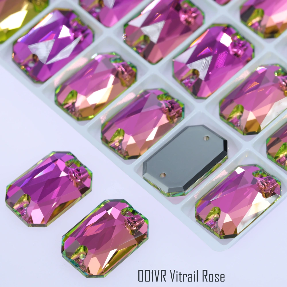 AB MO 3252 Emerald Cut Glass Sewing Stones for Clothing Wedding Dress Sparkling Fancy Crystals Rhinestone Flatback Sew-On Stone