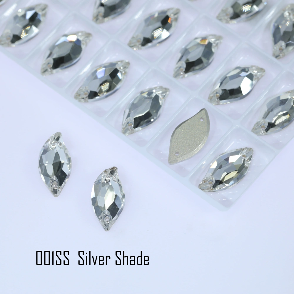 Rhinestone Diamond Leaf Sew-on Stone Crystal Plating Effect Various colors of high-quality K9 glass rhinestones with flat back