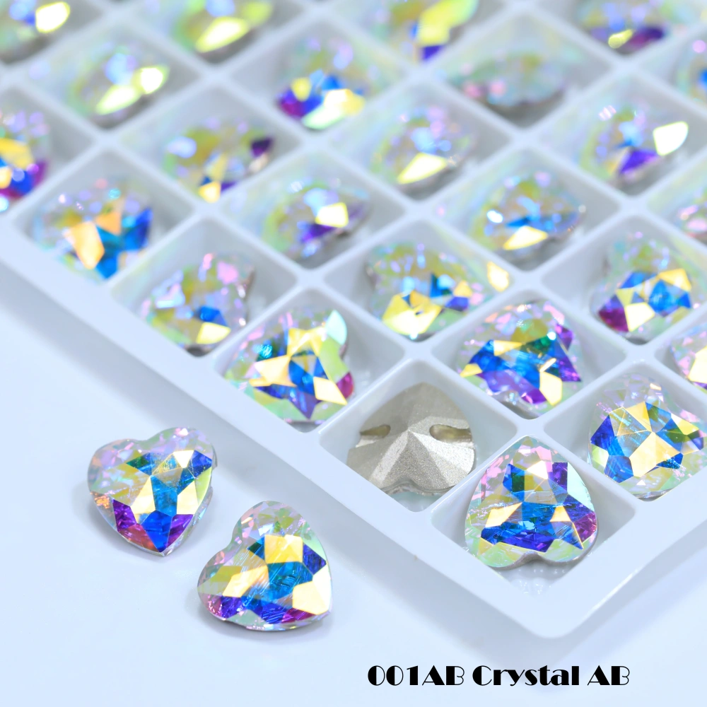 Heart Design Version Crystal Rhinestone Buttons Irregular Shiny Decorative Buttons for Dress Craft DIY Decoration AB GS SA