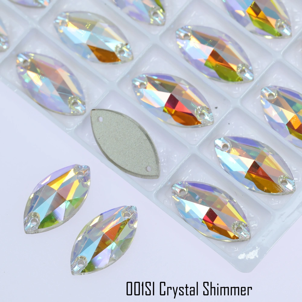 Rhinestone Navette Sew-on Stone Crystal Plating Effect Glass Sewing Stones for Clothing Top Quality Glass Crystal Sparkling