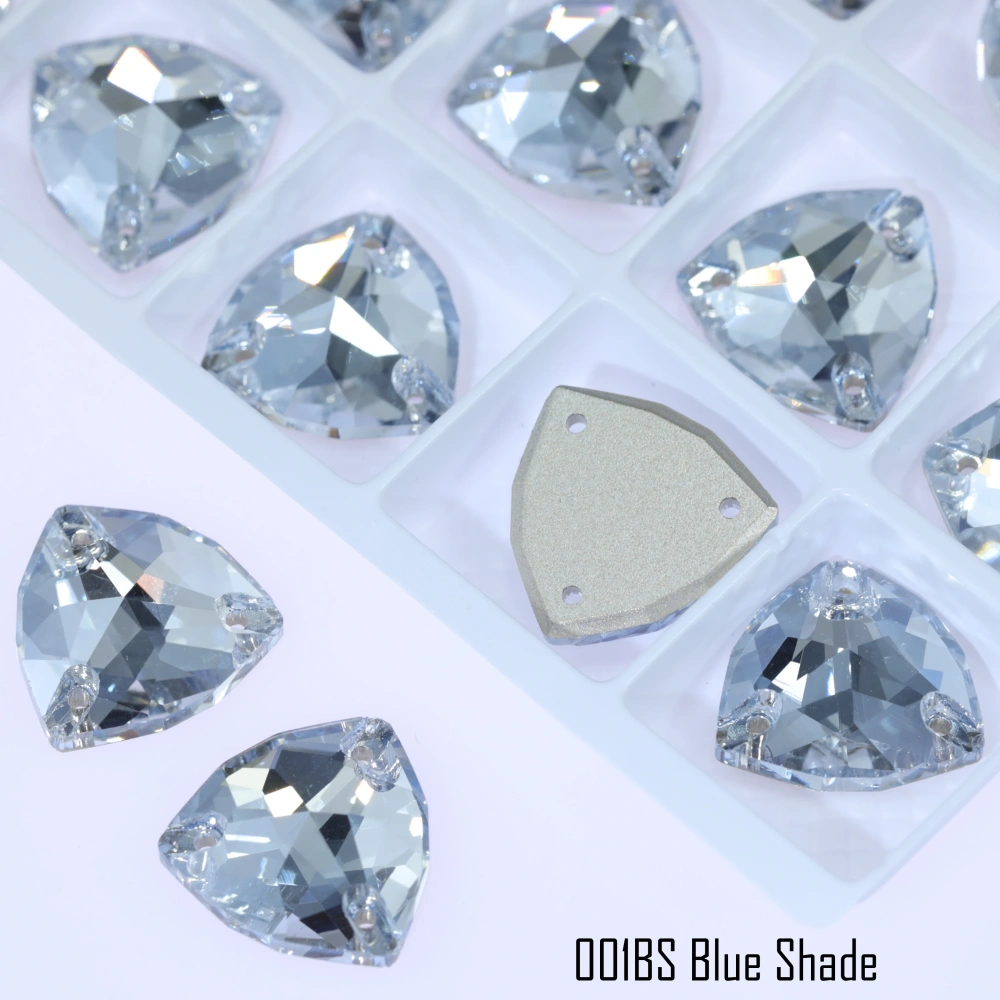 Rhinestone Trilliant Sew-on Stone Crystal Plating Effect Top Quality Sparkling Fancy K9 glass rhinestones with flatback  sewing