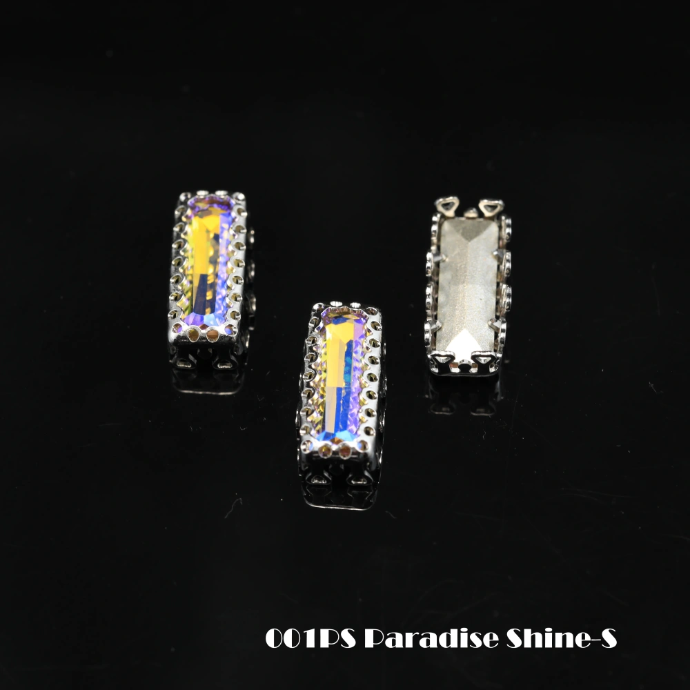 Sparkle Bling Rhinestones Baguette Glass Crystals Colorful Sew-on Claw Setting for Nail DIY Handmade Crafts Supplies Clothing