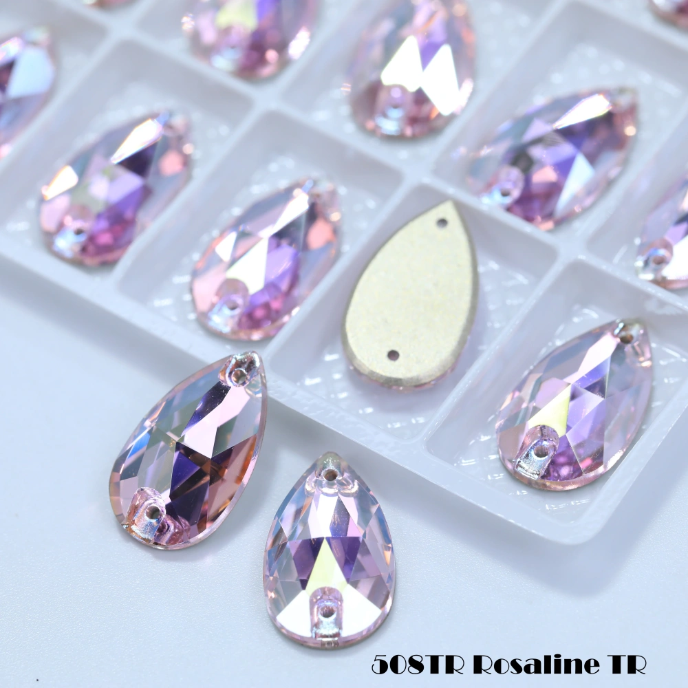 Drop TR Effect Transmission Silk Siam Glass Crystal Sewing Stones Flatback Sew on Rhinestones For Garment Clothes Bags