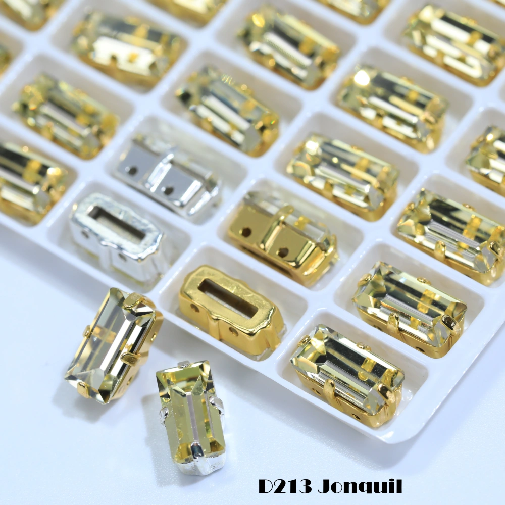 Top Quality Color Glass Crystal Baguette Rectangle Pointed Back Sew on Claw Rhinestones Shiny Fancy Loose Stones DIY Garment bag