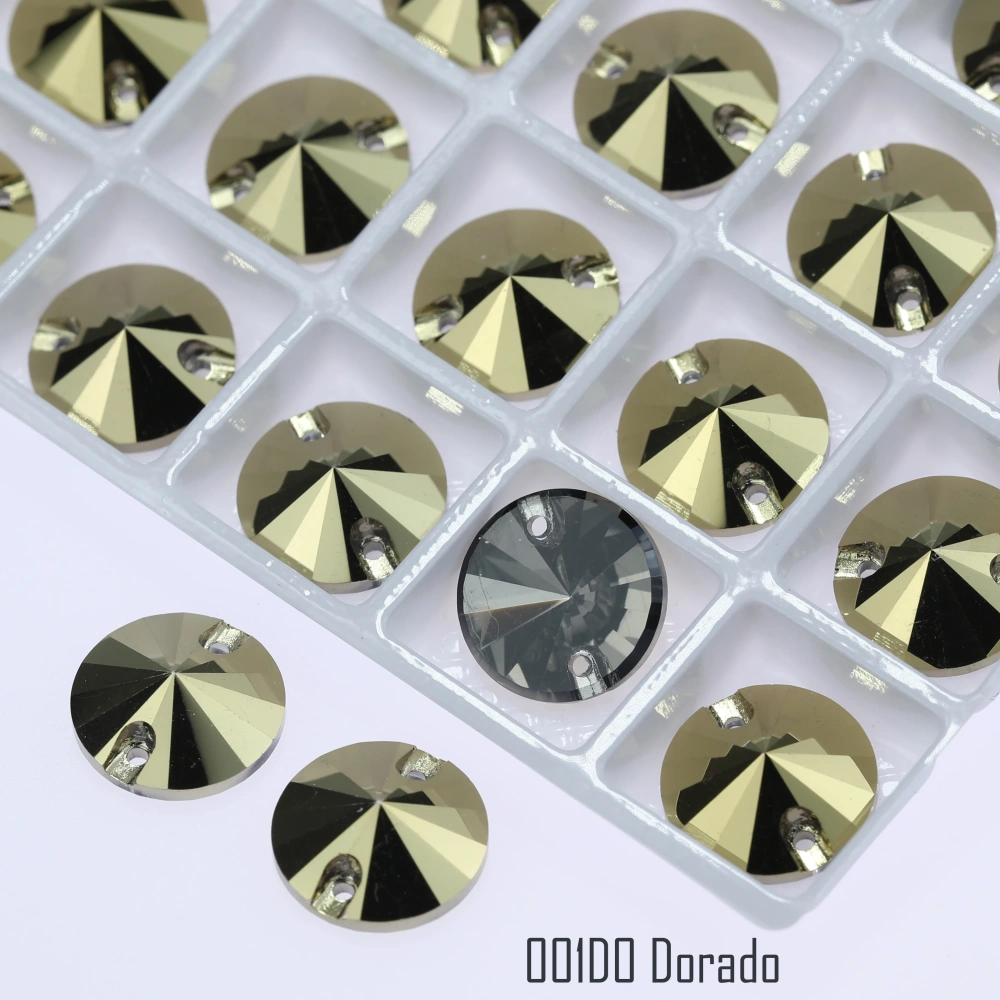 Rivoli Sew-on Stone Crystal Plating Effect Sparkling Fancy Sewing Stones Glass Crystal Rhinestones for DIY clothing and wedding