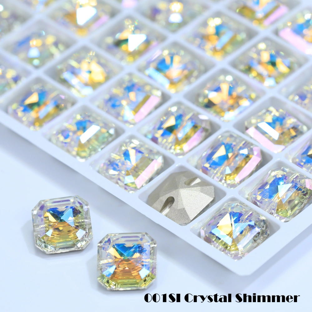 Princess Square Cross Hole Buttons High-Quality Glass Crystal Buttons for DIY Garment Decoration & Handicraft Making