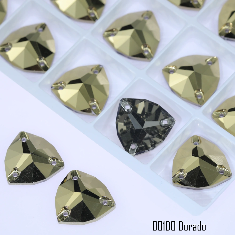 Rhinestone Trilliant Sew-on Stone Crystal Plating Effect Top Quality Sparkling Fancy K9 glass rhinestones with flatback  sewing
