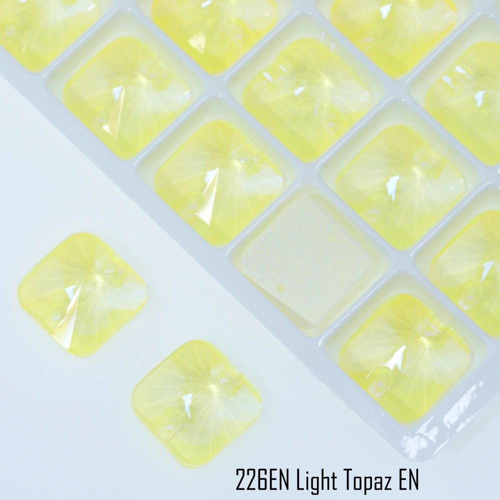 Luminous Square Flatback Sew-on Rhinestones Rovoli Top Quality Glass Crystal Paint Effect for Garment Bags Clothes Wedding Dress
