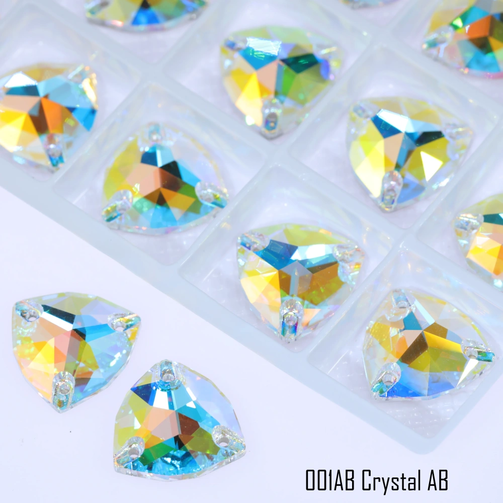 Rhinestone Trilliant Sew-on Stone Crystal Plating Effect Top Quality Sparkling Fancy K9 glass rhinestones with flatback  sewing