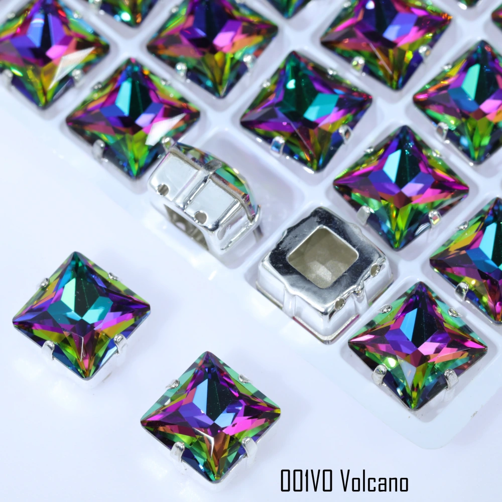 Crystal Plating Effect Princes Square Fancy Stone Claw-Set Rhinestones High-Shine Artificial Crystal DIY Accessoriesfor Wedding