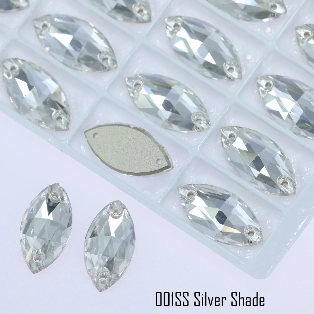 Rhinestone Navette Sew-on Stone Crystal Plating Effect Glass Sewing Stones for Clothing Top Quality Glass Crystal Sparkling