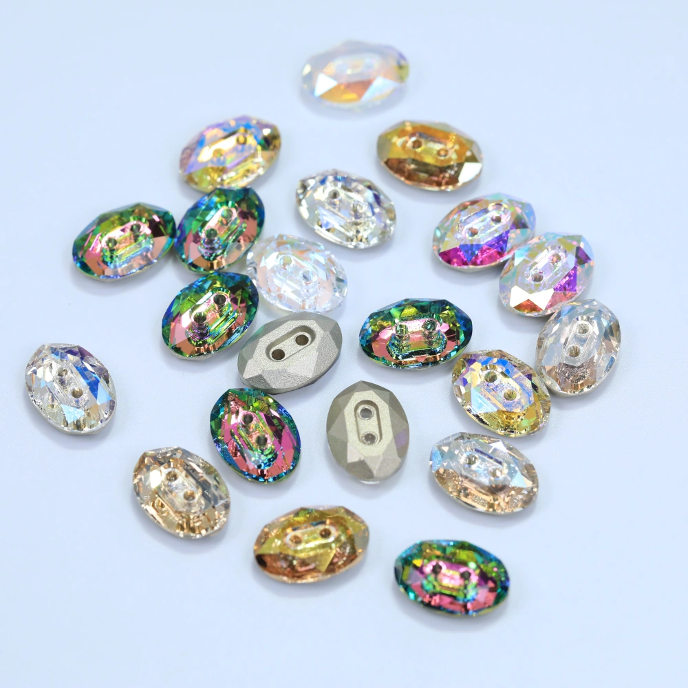 Normal Color Rhinestones Oval Buttons Stone-Design Version Superior Glass Crystal Sparkling Fancy DIY Wedding Dress Accessories