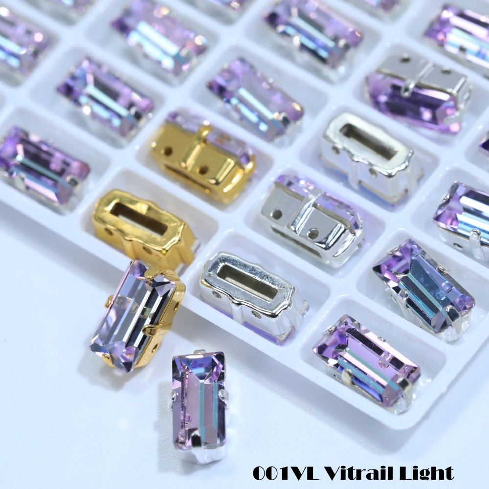 Top Quality White Plated Glass Crystal Baguette Rectangle Pointed Back Sewon law Rhinestones Shiny Fancy Loose Stones AB GL DIY