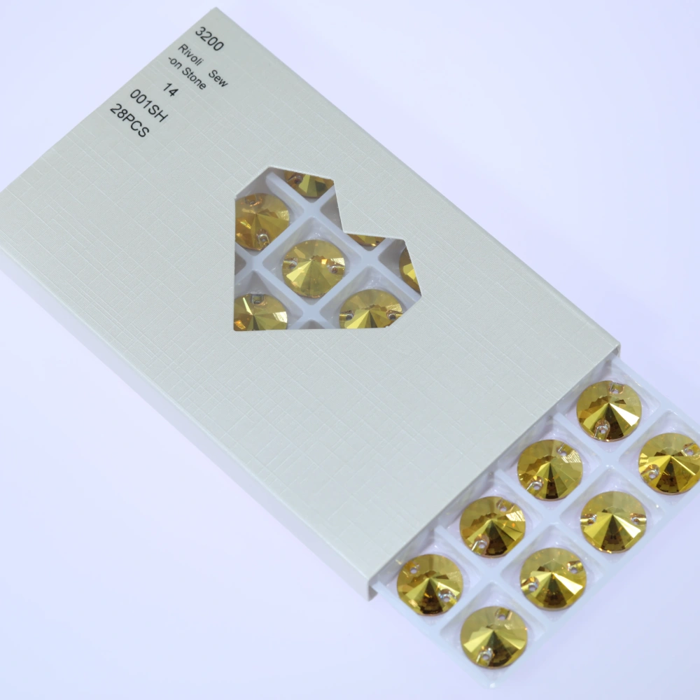 Rivoli Sew-on Stone Crystal Plating Effect Sparkling Fancy Sewing Stones Glass Crystal Rhinestones for DIY clothing and wedding