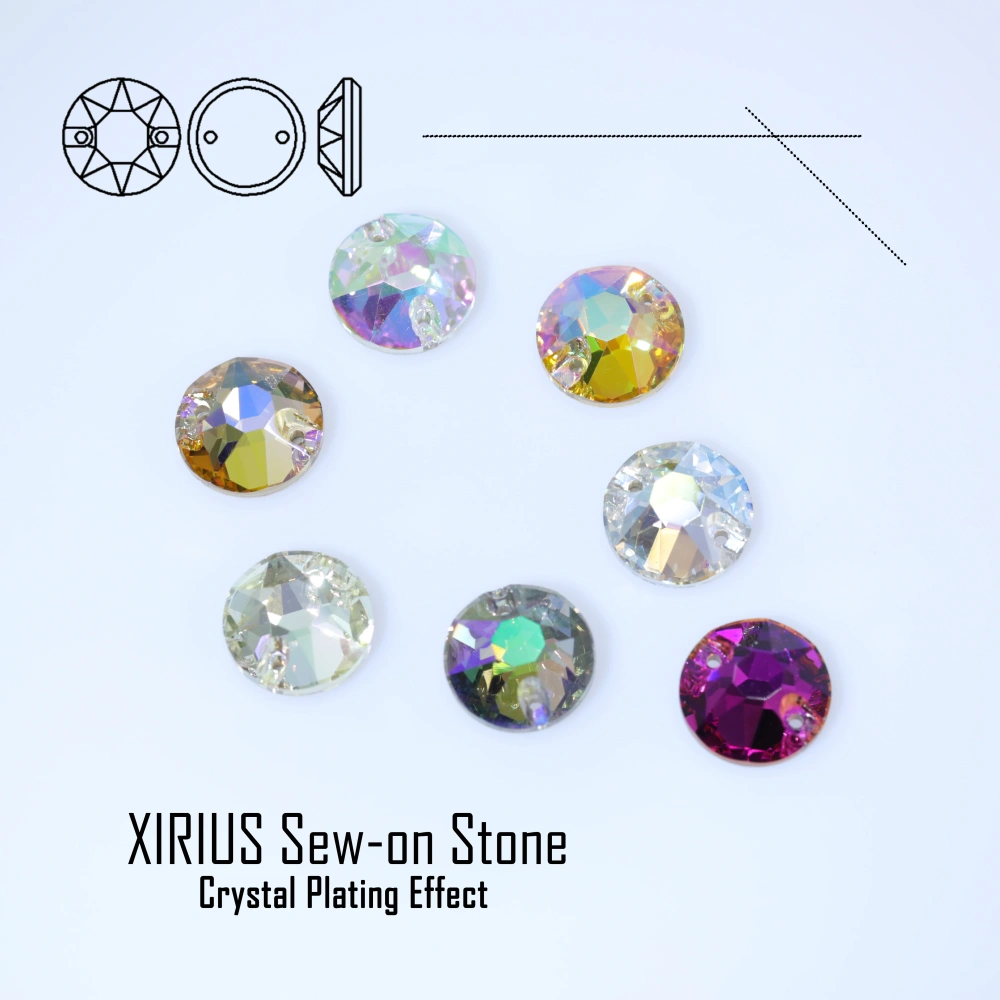 Rhinestone Xirius Sew-on Stone Crystal Plating Effect Glass Sewing Stones for Clothing Clothing Decoration Stone Hand-Sewn Stone