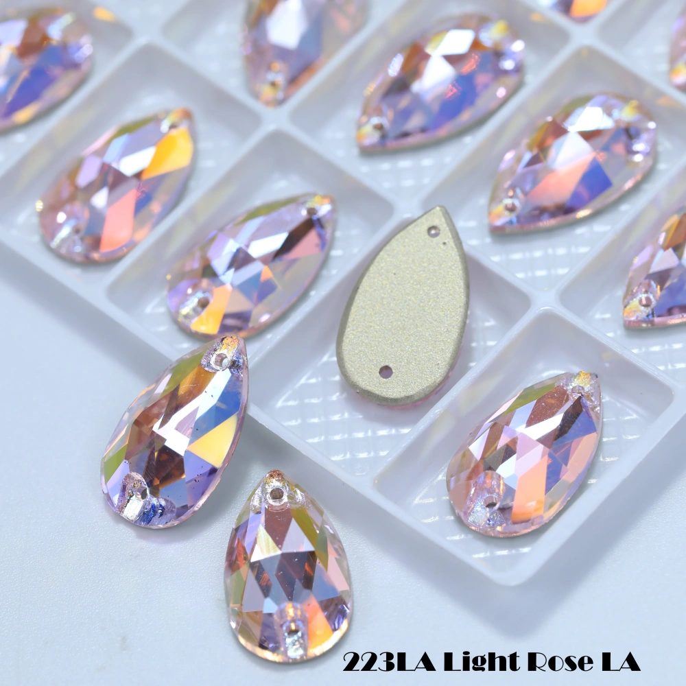 Shiny Color Coated Premium Grade Glass Crystal Water Drop Flat Buckle LA Hand Sewn Stone DIY Cloth Decor Bags Shoes Phone Cases