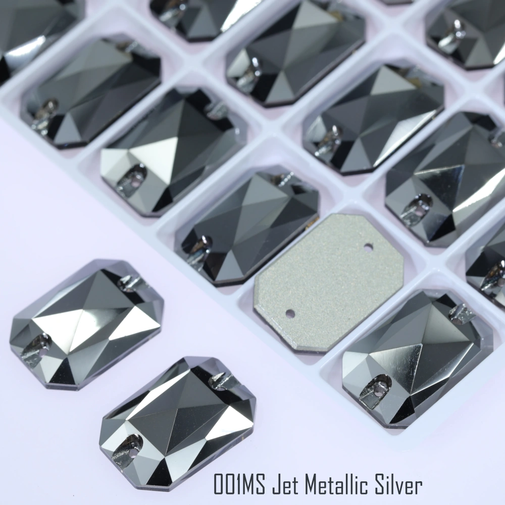 AB MO 3252 Emerald Cut Glass Sewing Stones for Clothing Wedding Dress Sparkling Fancy Crystals Rhinestone Flatback Sew-On Stone
